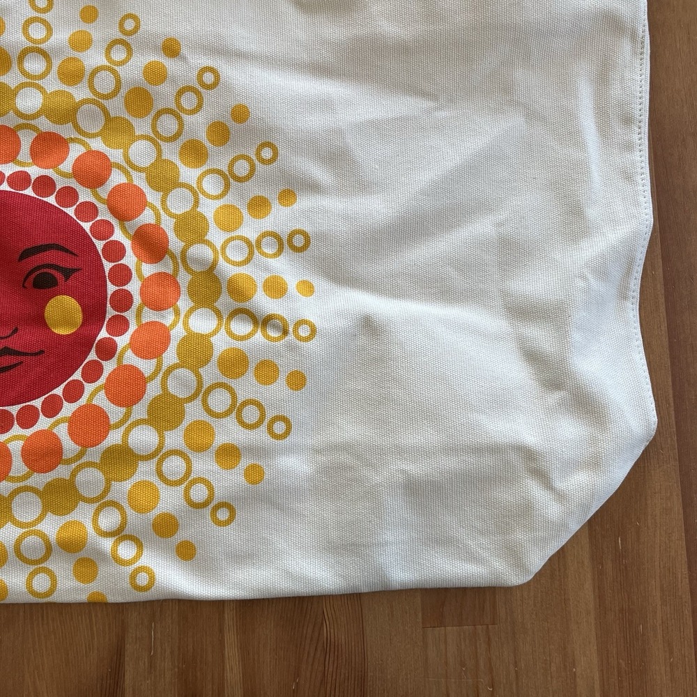 Bath & Body Works Tote Bag Large Celestial Sun Print Y2K Canvas Interior Flaws - Picture 5 of 12